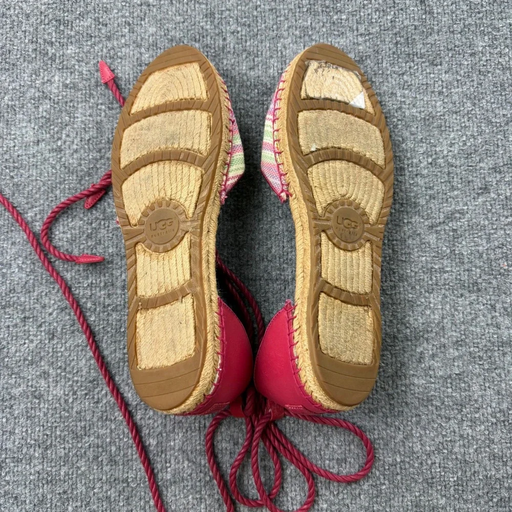 UGG AUSTRALIA LIBBI Sarape Flat Espadrille Womens Size 11 Ankle Lace Tie Sandal